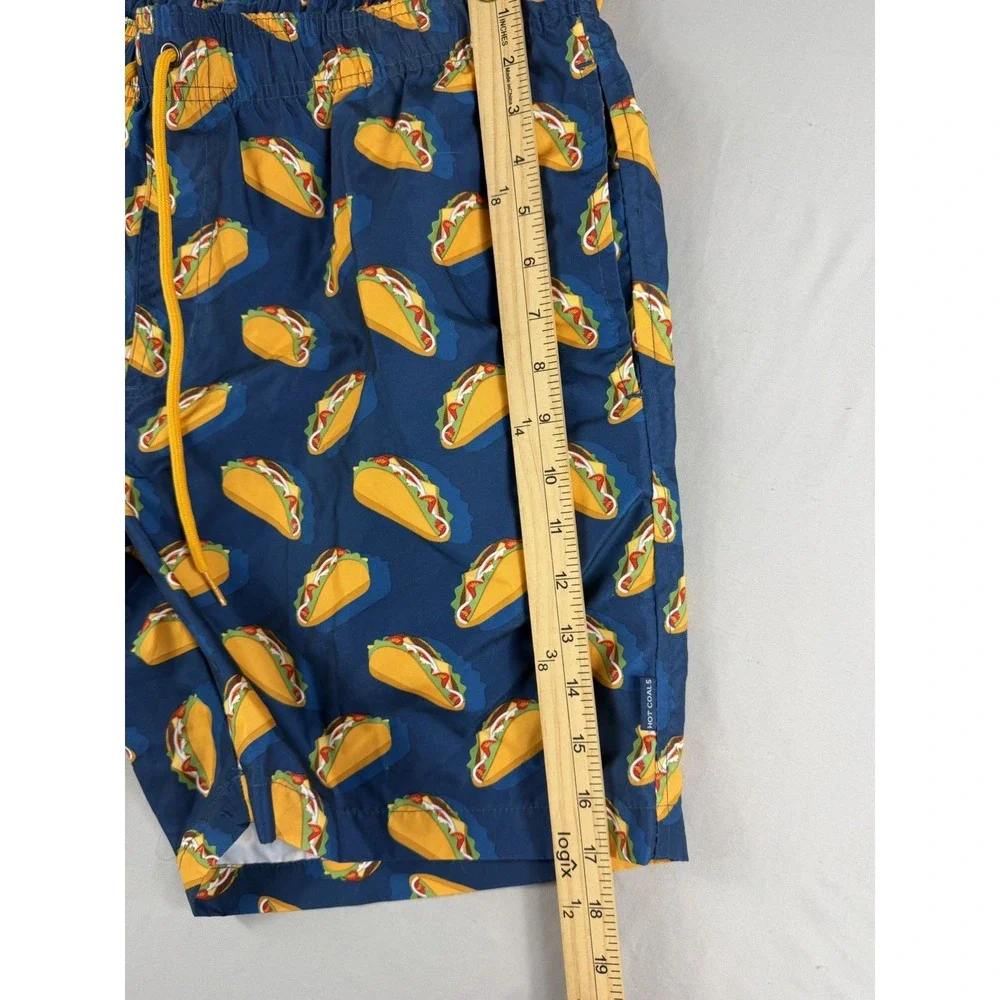 Hot Coals brand blue swim trunks shorts, taco aop, men's xl